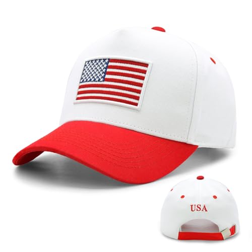 YQZUWUXE American Flag Trucker Hat USA Patriotic Baseball Caps Red White and Blue Hat 4th of July Outfits for Men Women Casual Wear