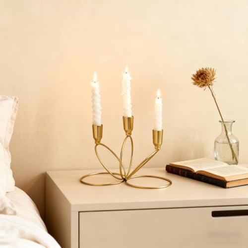 Metal Three Armed Candle Holders 6.1 Inch Gold Candlestick - image 6