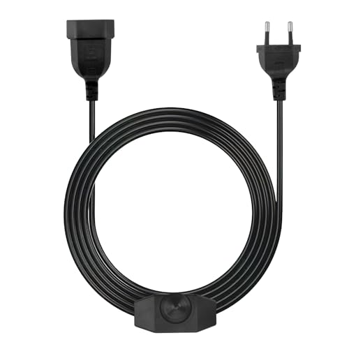 VOSSOT Dimmer per lampade a LED, 2 metri, dimmer a LED, 230 V, con interruttore, dimmer a cavo, 220 – 250 V/100 W Max, interruttore dimmer per lampade LED, spina EURO cavo di prolunga dimmer girevole