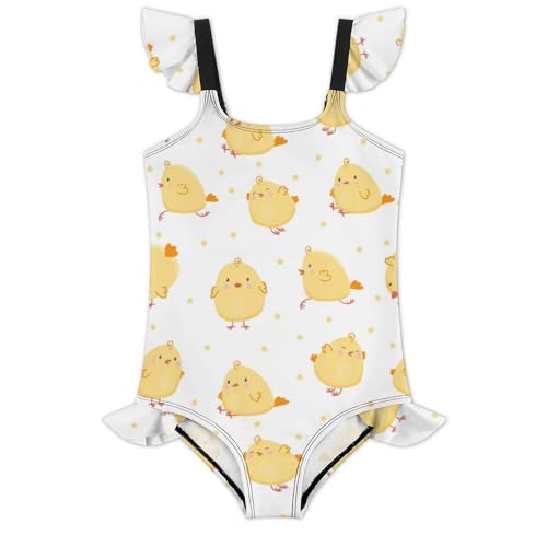 Image of Girls One Piece Swimsuit Lovely Cute Animals Ruffles Swimwear Bathing Suits 3-12 Years