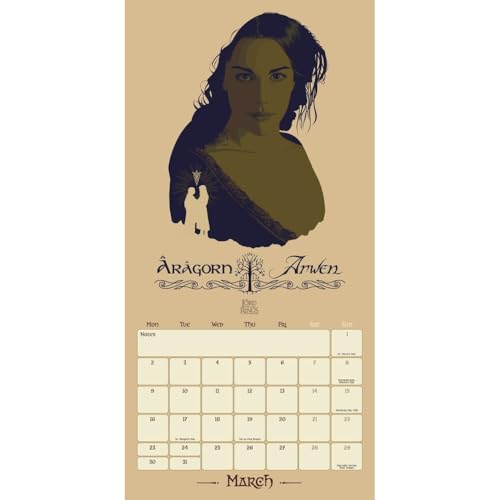 2026 CALENDAR THE LORD OF THE RINGS MONTH TO VIEW SQUARE WALL CALENDAR OFFICIAL PRODUCT