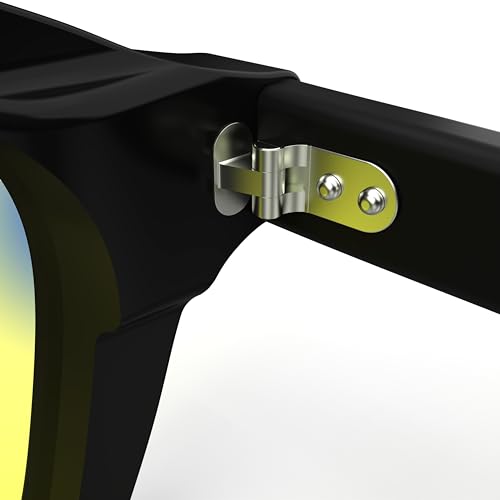 Image of Chrono Day Active Yellow Tint Square Glasses | HEV Filter Blue Light Eyewear for Stock Traders & Finance Pros | Square Frame for Multi-Screen Trading & Market Hours (Gunmetal Black)
