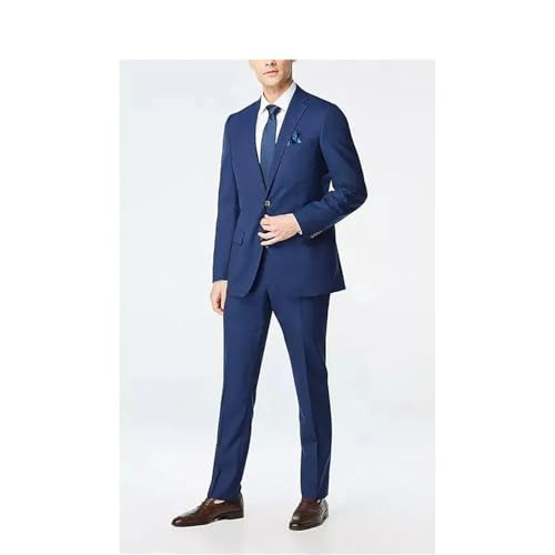 Men's Blue Skinny Fit Suit 2 Piece Set Single Breasted Notch Lapel Formal Business3