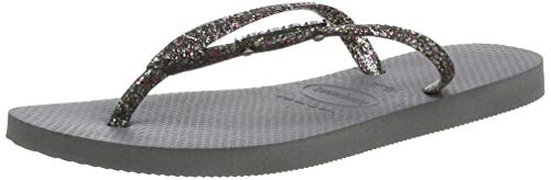 Havaianas Havaianas Damen Slim Logo Metallic Zehentrenner, Grey (Steel Grey/Graphite), 33/34 EU