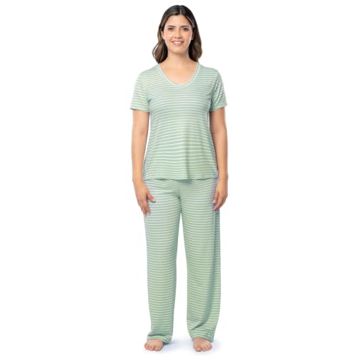 Image of Fruit of the Loom womens Short Sleeve Tee and Pant 2 Piece Sleep Set