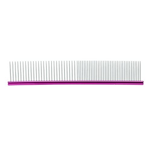 Gavigain 19cm Dual Sided Pet Grooming Comb, Stainless Steel Der, Anti Slip Ergonomic Handle, Lightweight, for Dogs and Cats (Purple)