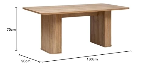 Table à manger Colva anti-rayure pour sol table rectangulaire effet bois 6 personnes - 6