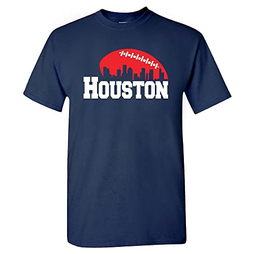 Xtreme Apparrel Houston Football Skyline Men's Fan T-Shirt (Navy Shirt, XL)