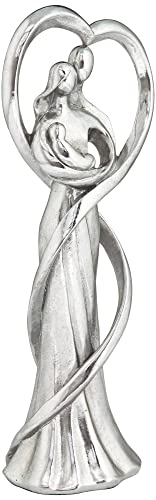 Estatua familiar corazón brillo plateado 11.5 pulg miniatura 3