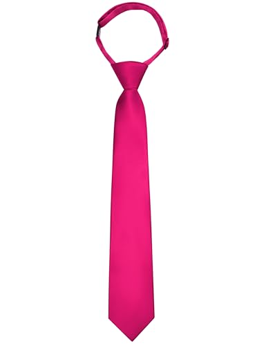 Branduce Hot Pink Tie for Boys Silk Blend Pre-tied Adjustable Kids Necktie for Age 8-12 Wedding School Graduation (TA18-03)