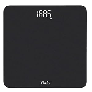 Vitafit Digital Bathroom Scales for Body Weight, High Accuracy Assured by Weighing Professional Since 2001, LED Display and Step-On, 3*AAA Batteries Included, 28st, Spray Silver Black