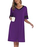 Ekouaer Women Robe Thin Zip Front Short Bathrobes Zip Up Bathrobe Summer Soft Duster Robe with Pockets Sleep Robe Purple XXL