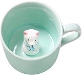 luckyse Polar Bear 3D Ceramic Coffee Mug, Cute Animal Inside Tea Cup,Ceramics Figurine Inside Milk Cup Christmas Birthday Gift for Boys Girls Kids, 8 OZ