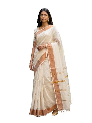 Image of Cotton Silk Sarees with zari border l Solid color cotton silk sarees for women l Bengal Handloom cotton sarees.