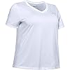 Under-Armour-Womens-Tech-Short-Sleeve-V-Neck-Solid Under Armour womens Tech Short-Sleeve V-Neck - Solid , White (100)/Metallic Silver , 3X