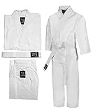 IntelliFun Karate Uniform with Belt for Kids Durable Student Karate Gi Martial Arts Uniform (White, 00)