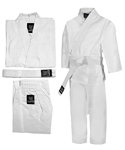 IntelliFun Karate Uniform with Belt for Kids Durable Student Karate Gi Martial Arts Uniform (White, 00)