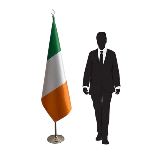 Drapeau Irlande avec mât et pied institutionnel ambassade CN1-IE-L