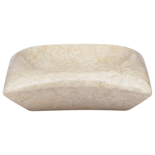 Espacio reducido resuelto con el lavabo rectangular de mármol crema 5