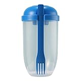 Lleva la ensalada más fresca contigo para que disfrutes fácilmente durante el tiempo, no más ensaladas empapadas y mantén la comida saludable. Sin olor peculiar, fuerte sellado ● La envoltura de los cocteleros de ensalada incluye tenedor y soporte pa...