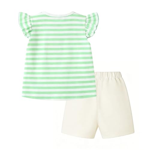 Image of HILEELANG Girls Cotton Short Set Summer 2 Piece Outfit T Shirt Shorts | 100% Cotton, Soft Breathable Fabric, 2 Piece Outfit Set, Elastic Waist, Summer Comfort for Toddler Little Girls