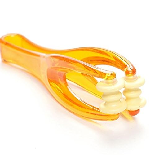 Image of H56 Manual Acupressure Dual Roller Finger Massage Stick Plastic Manual Massager (Orange)