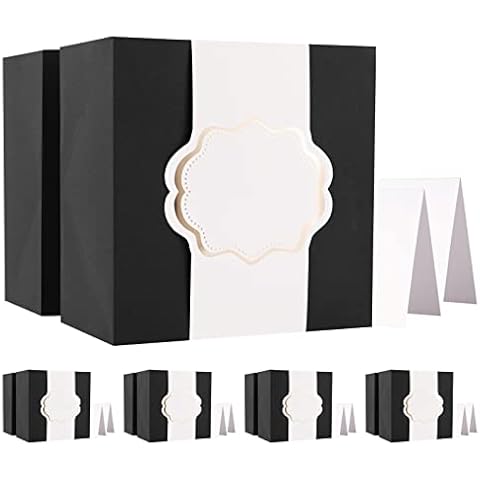 JINMING 10 Gift Boxes with Wrap Bands, 8x8x4 Inches Gift Boxes with Lids, Matte Black Gift Boxes Bulks for Christmas, Thanksgiving Day, Party, Birthday, Groomsmen Proposal Boxes for Light Gifts Cover