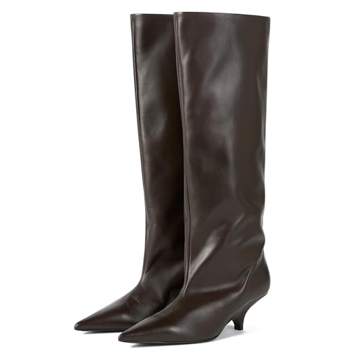 Women's Knee High Boots Wide Calf Boots Pointy Kitten Heel Thigh Boots Womens Fashion Fall Boots for Party Gifts Dress