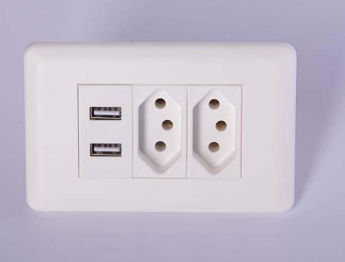 Tomada Elétrica de Parede Com 2 Entrada Usb Bivolt 4x2 Duo Universal Tomada 2P+T USB Wall Socket Ali