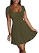 LYANER Women's Scoop Neck Short Sleeve Ruffle Hem A Line Flare Mini Basic Dress Army Green Medium