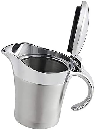 Milk Frother Cup Milk jug decor Stainless Steel Gravy Boats Sauce Boat Jar 450Ml with Lid Double Wall Thermal Insulation mini Milk jug (Size : 450ml) (Size : 2)