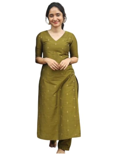 Image of ANNI Designer Women's Cotton Blend Printed Straight Kurta with Pant | Co-ord Set for Women Stylish Matching Outfit | Designer Kurti Bottom Set Women's Ethnic Clothing