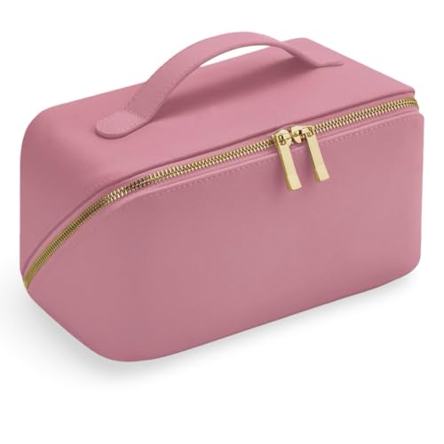 Cocholate - Neceser de Viaje Mujer Personalizado - Estuche Multiusos Polipiel Saffiano 100% - Apertura en Plano -Cremallera Dorada - Organizador Cosméticos y Accesorios (Rosa)