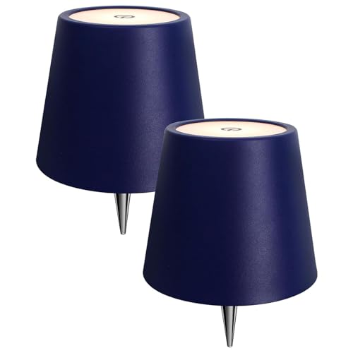 SOUDFK 2 Pack Bottle Lamp,Rechargeable LED Wine Bottle Lamp Shade with Touch Dimming,3 Color Temperatures, Cordless Bottle Lights for Liquor Bottles,Bar, Restaurant,Bedroom Decor (Dark Blue,2pcs)