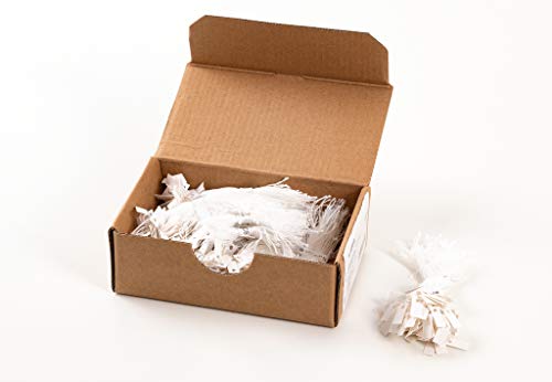 6931 Hängeetiketten mit weißem Faden (7 x 15 mm, mini, Fadenlänge ca. 8 cm) Anhängeschilder aus Karton zum Beschriften, 1.000 Preisetiketten,