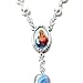 Handmade Immaculate Heart of Mary 1-Decade Rear View Mirror Car Rosary with White and Blue Beads