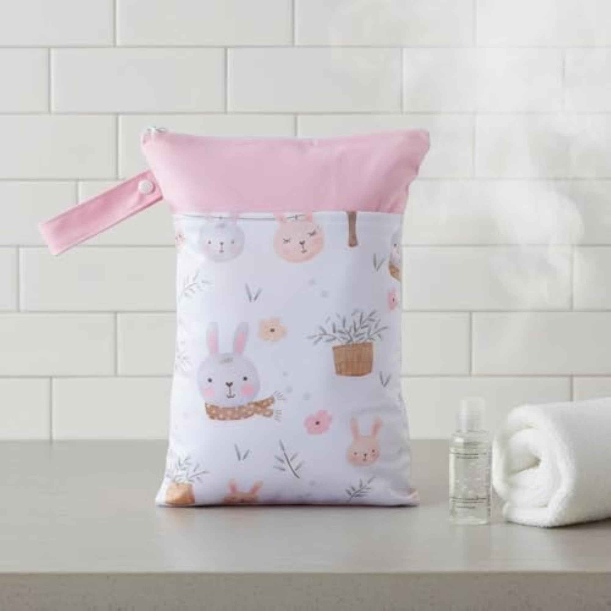 Reusable Wet Dry Bag, Leak-Resistant Diaper Pouch, Double Pocket