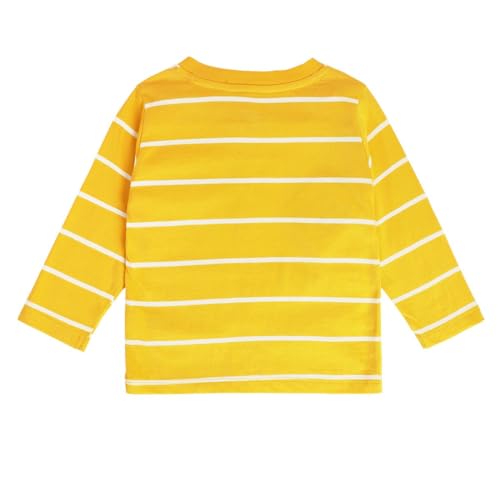 Image of miniklub Baby Collar Long Sleeve Knitted Cotton T-Shirt (Grey /Yellow Color)