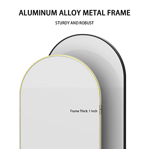 Sunslash Oval Bathroom Mirror Capsule Wall Vanity Mirror, 30"X20" Pill Mirrors Wall Mounted Mirror, Large Modern Mirror With Black Metal Frame, Decor For Entryway, Bedroom, Living Room #TOP5