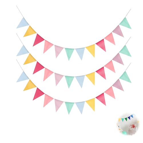 Domicubes Multicolor Fanions Banderole, 12M /36Ft Réutilisable Fanion Guirlande, Drapeaux Triangulaires Intempéries Chaîne Fanions Extérieur Pour Bannière Anniversaire, Mariage, Fête, Extérieur Jardin