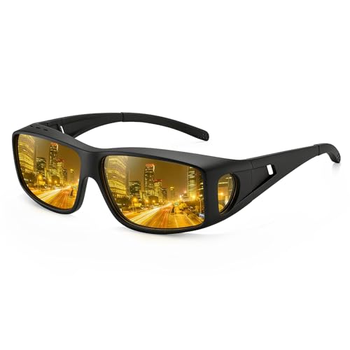 Image of Bio-th Night Driving Glasses for Men Women, Fit Over Glasses Anti Glare Polarized Night Vision Glasses for Driving,HD Lens