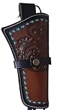 Warcraft Exports Western Leather Gun Holster for Revolvers – Fits .22, .38, .44, .45, .357, .358 Calibers – Adjustable Cowboy Action Holster (Right Handed Dark Brown Single Flower)