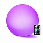 Mr.Go 10" Solar Light Outdoor Garden Ball Light Sphere Lamp, Waterproof Nighting Lighting RGB Mood Lamp with Ground Stake, 16 Colours, 8 Dimmable Brightness, 4 Colour Change Modes, Remote Control