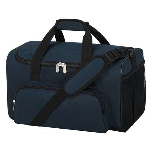 Image of 25L Small Gym Sport Duffle Bag - 17 Inch Weekender Overnight Bag for Travel, Workout, Fitness - Navy Blue