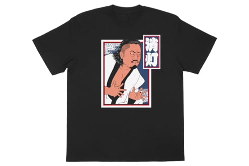 [新日本プロレスリング] Tシャツ 後藤洋央紀 浮世絵 メンズ ブラック L