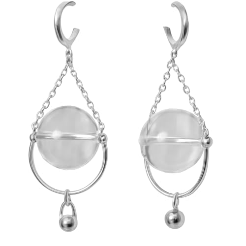 Boucles d'oreilles bulles de verre pendantes et perles transparentes