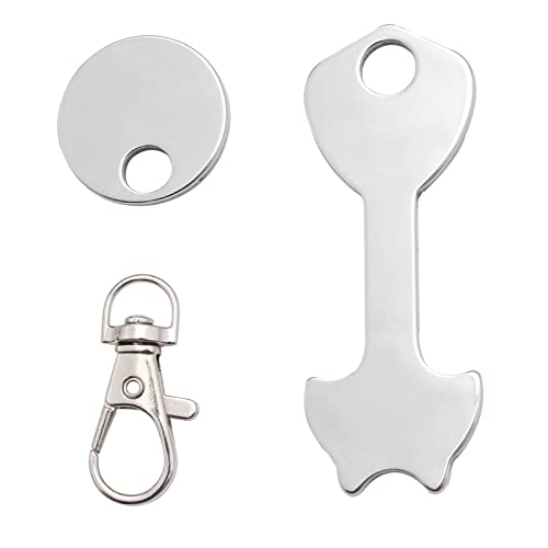 Jeton Caddie Metal,CLé en Forme de Jeton pour Caddie,Panier d'Achat Amovible Porte-Clés,Clé à Puce pour Panier d'Achat(1 Set) Cover