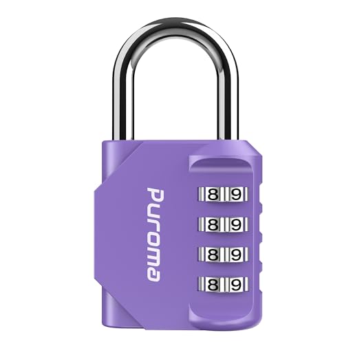 Puroma 1 Pack Combination Lock for Locker 4 Digit Outdoor Waterproof Padlock for School, Gym,...