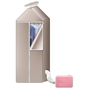 kyaoayo Elektrische wasdroger, draagbaar, standaard, voor binnen, 230 V, 600 W, mini-warmeluchtdroger, wasdroger, klein, voor appartement, thuis, reizen (paars)