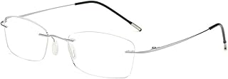 KOOSUFA Titan Randlose Lesebrille Blaulichtfilter Herren Damen Ultra Leicht Rahmenlose Lesebrillen Lesehilfe Arbeitsplatzbrille Anti Müdigkeit Brille mit Stärke 0.0 1.0 1.5 2.0 2.5 3.0 3.5 4.0